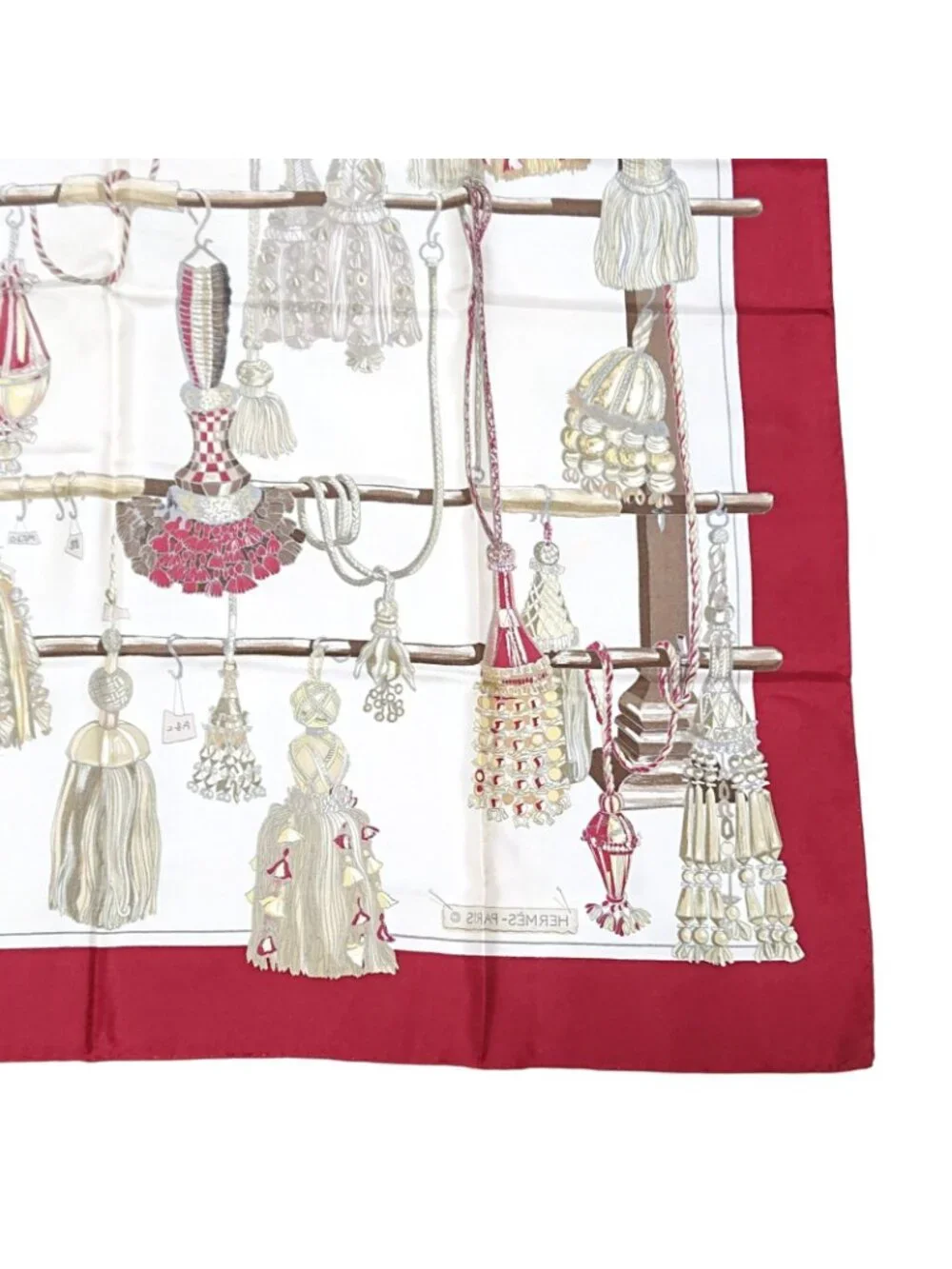 Hermes Carre 90 Passementerie Tassel Silk Scarf
